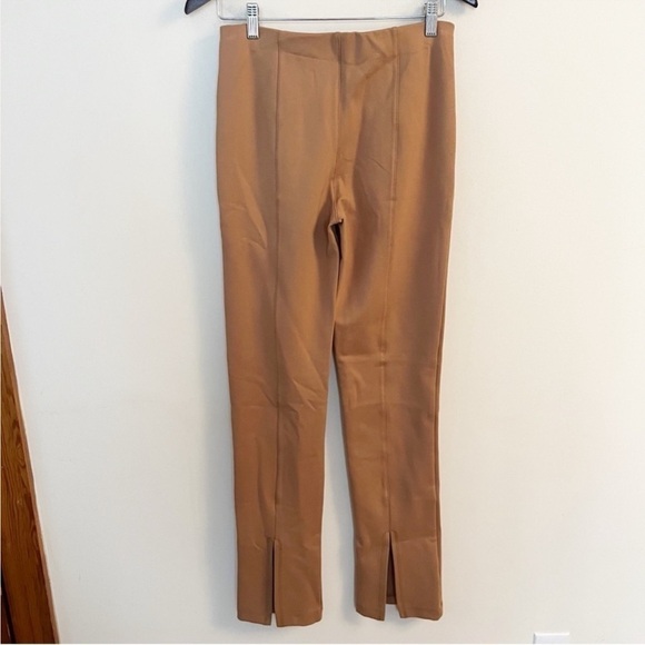 Anthropologie Maeve Tan Slim Fit Ponte Pants Elastic Waist Size XS Back Slit - Picture 4 of 7